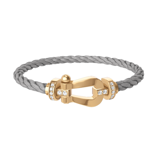 Fred Force 10 Large Yellow Gold and Diamond Pavé Cable